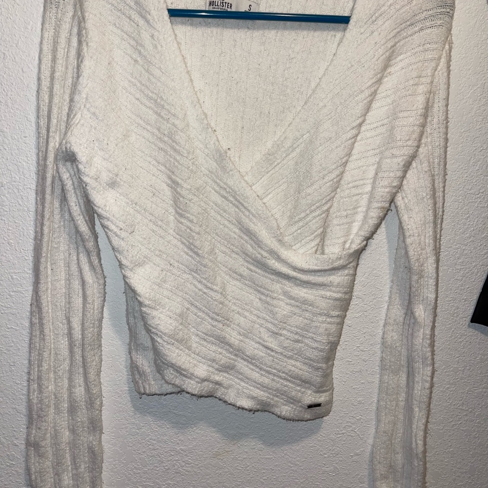 Hollister White Ribbed Wrap long sleeve